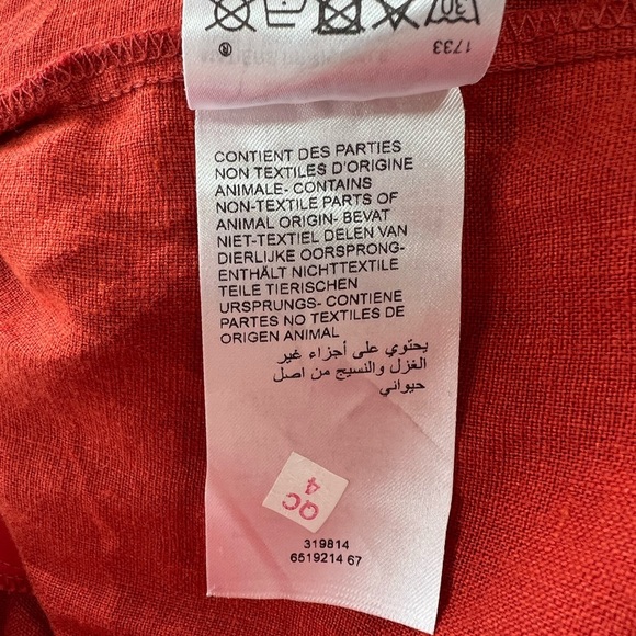 Maison 123 100% Linen Button Down Shirtdress in Orange Red, size F42 / US12 - Picture 8 of 10